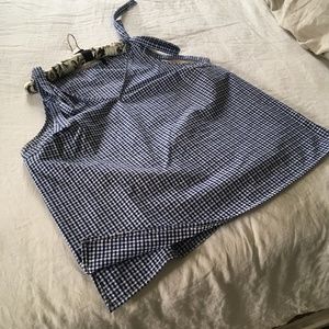 Blue and white checked summer top!